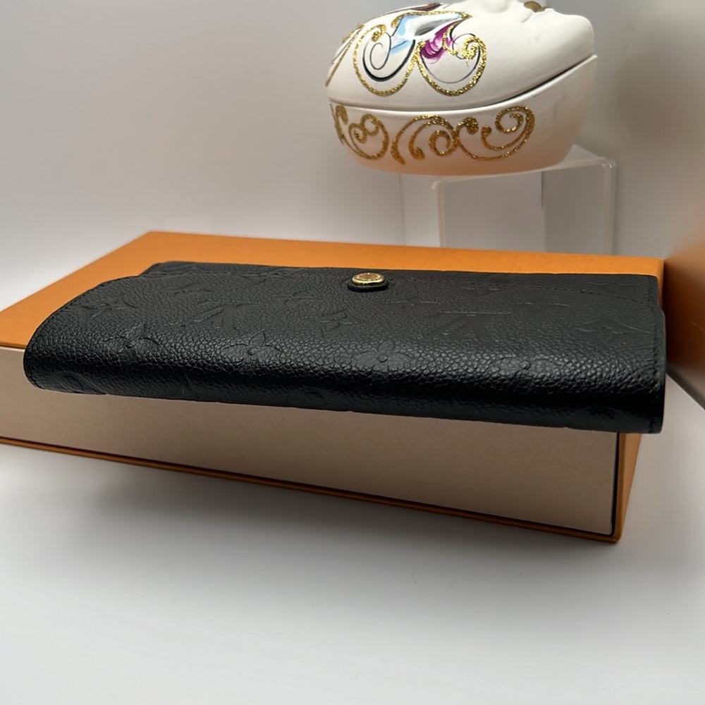 Louis Vuitton 2016 MONOGRAM EMPREINTE Leather Emilie Black Wallet Box & Dust bag - Picture 6 of 17